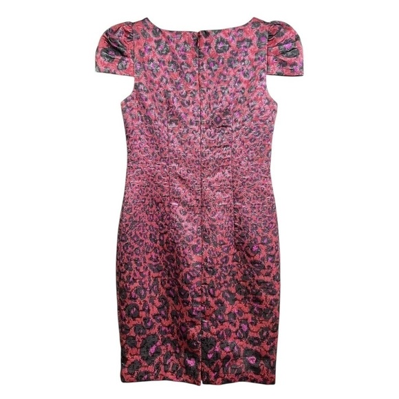 Giambattista Valli Impulse Leopard Print Metallic Shimmer Dress Pink Red Sz 0 - Picture 2 of 6